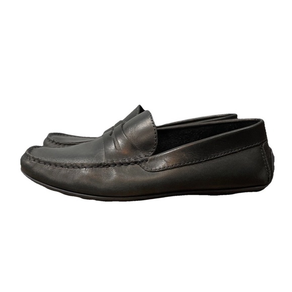 Scarosso Penny loafer Shoe Flat Driving Shoe Leather In Black Size 40 US 8.5-9 - Picture 2 of 7